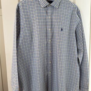 Ralph Lauren Blue and White Plaid Shirt